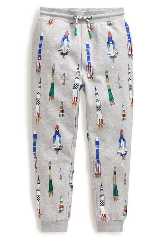 Boden Kids' Print Cotton Joggers in Grey Multi Rockets 