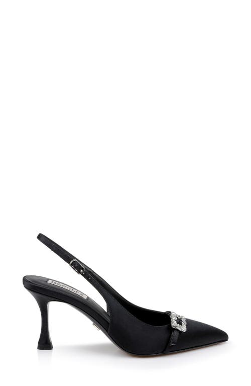 Shop Badgley Mischka Collection Annmarie Slingback Pointed Toe Pump In Black Satin