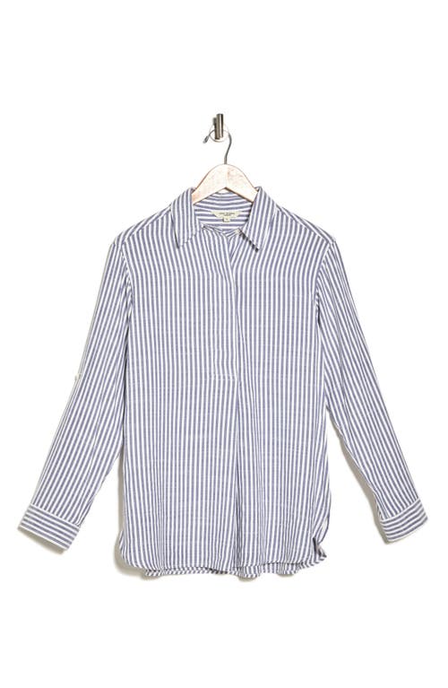 MAX STUDIO MAX STUDIO STRIPE OVERSIZE LONG SLEEVE BUTTON-UP TUNIC 