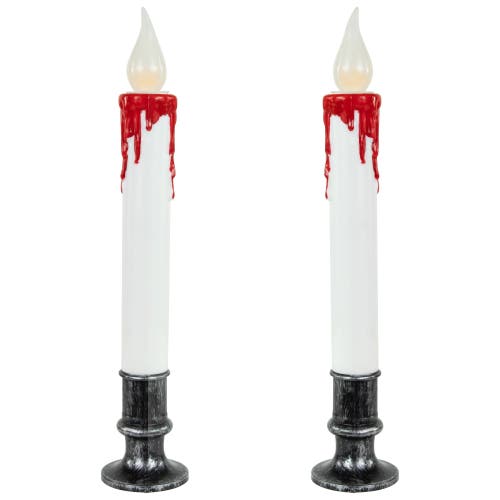 Northlight Led With Timer Dripping Blood Halloween Taper Candles In White