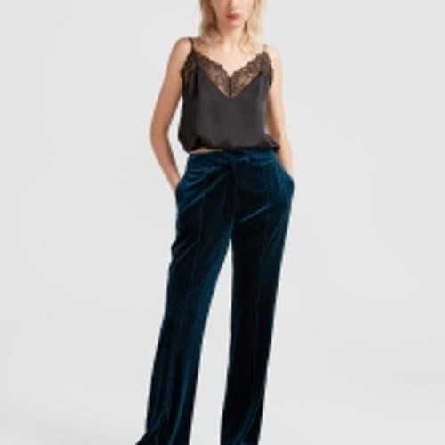 Belle & Bloom Reverie Velvet Pant In Dark Teal