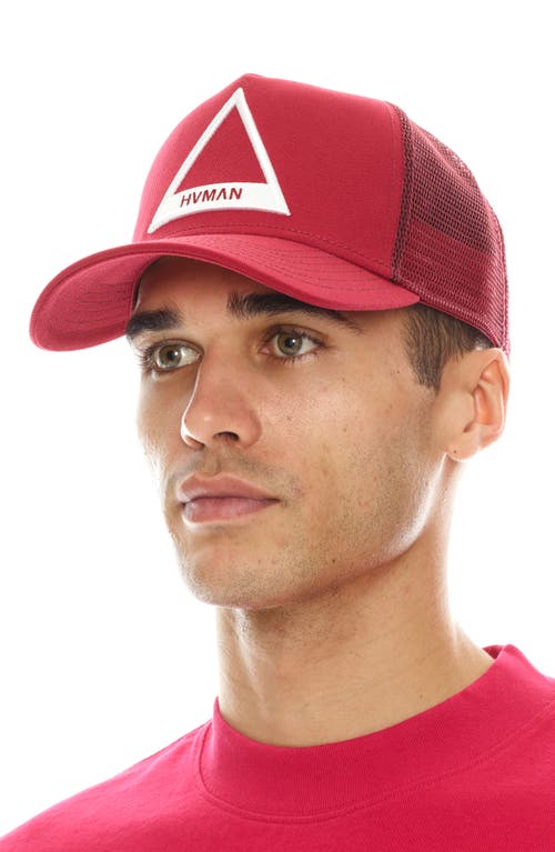 Shop Hvman Triangle Logo Trucker Hat In Red