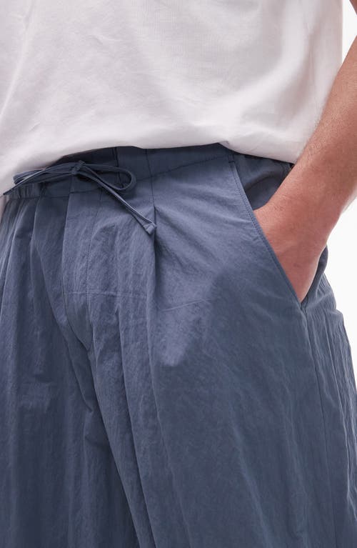 Shop Topman Wide Leg Drawstring Pants In Mid Blue