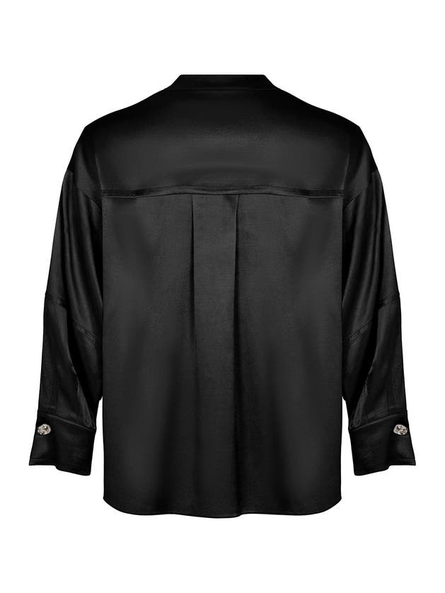 Shop Nocturne Mandarin Collar Shirt In Black