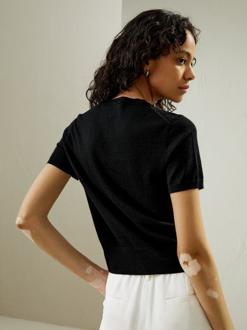 Lilysilk Cashmere Round Neck Sweater In Black