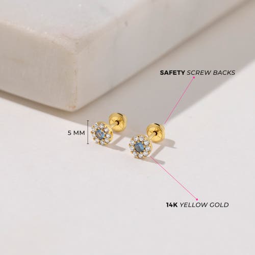 In Season Jewelry 14k Round Cubic Zirconia Burst Earrings In Blue