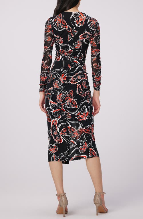 Shop Dvf Hades Floral Long Sleeve Midi Dress In Flutterfly Med/flutterfly Sm