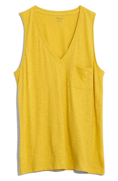 Madewell Whisper Cotton V-neck Tank In Golden Meadow
