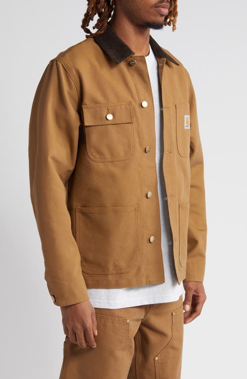 Shop Carhartt Work In Progress Michigan Canvas Coat In H Brown/tob Rins