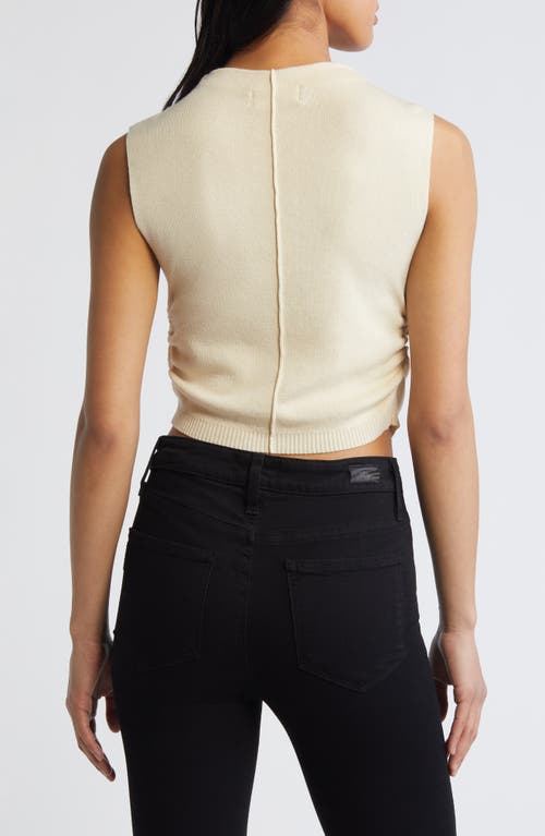 Shop Bella Dahl Mock Neck Crop Linen Blend Sweater Tank In Seashell Sand