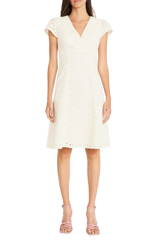 white cap sleeve fit and flare dress White Fit & Flare Cap-Sleeve Scoop-Neck Midi Dress S / White / 68% Viscose 27% Nylon 5% Spandex main image 1