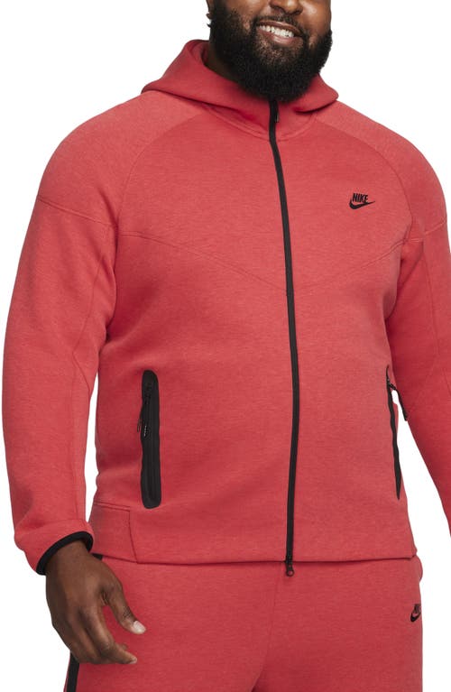 Shop Nike Tech Fleece Windrunner Zip Hoodie In University Red Heather/black