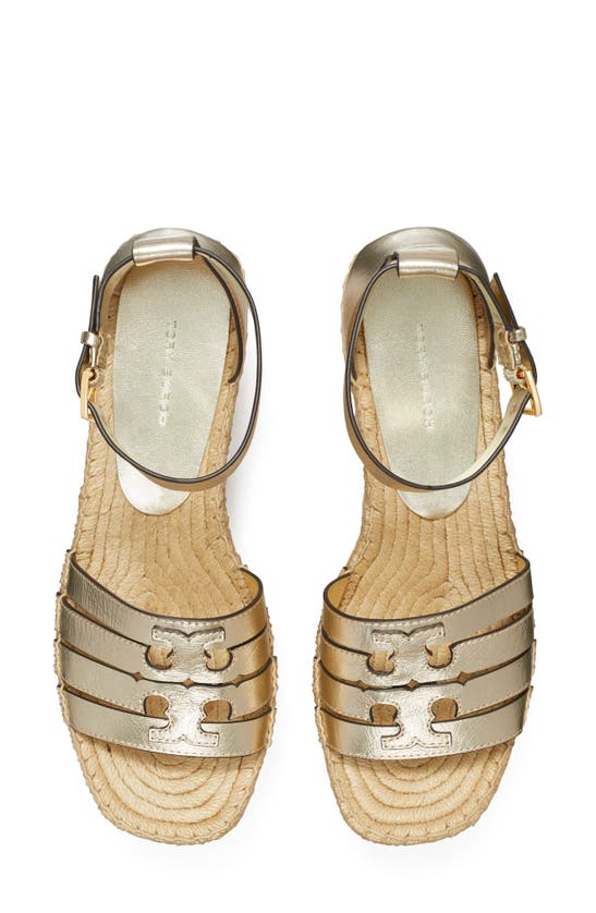 Shop Tory Burch Ines Ankle Strap Espadrille Platform Wedge Sandal In Spark Gold