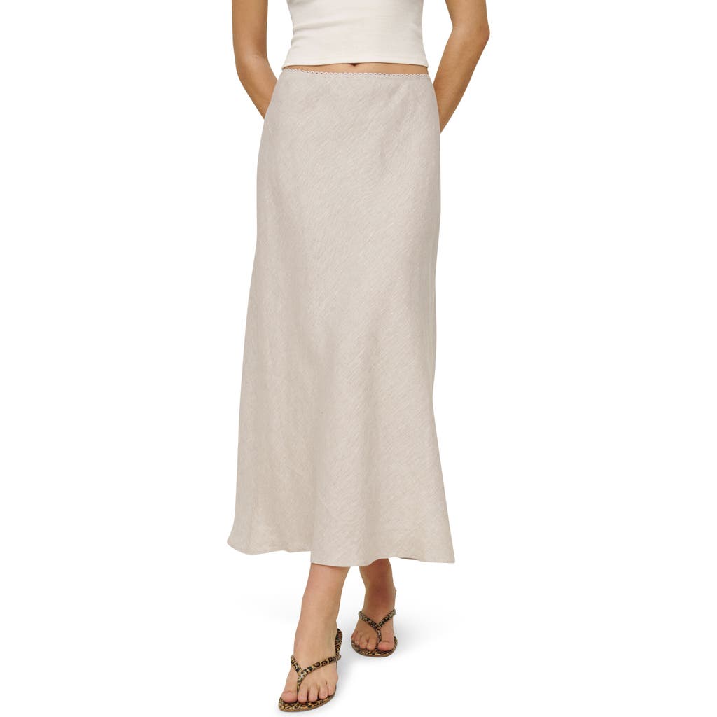 Reformation Layla Linen Skirt In Oatmeal