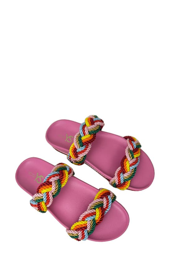 Shop Yosi Samra Michelle Double Strap Slide Sandal In Pink Multi