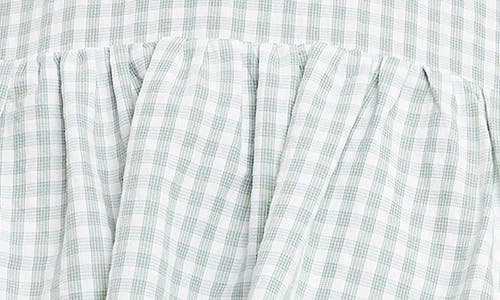 English Factory Gingham Print Tiered Dress In Green/white