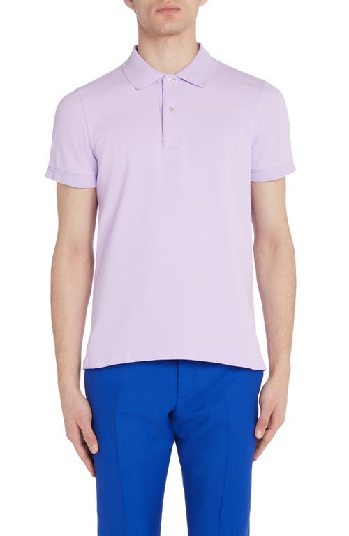 Tom Ford Short Sleeve Cotton Piqué Polo In Lavender