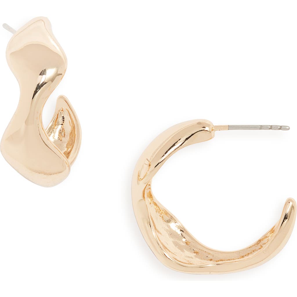 Open Edit Wavy Molten Hoop Earrings In Gold