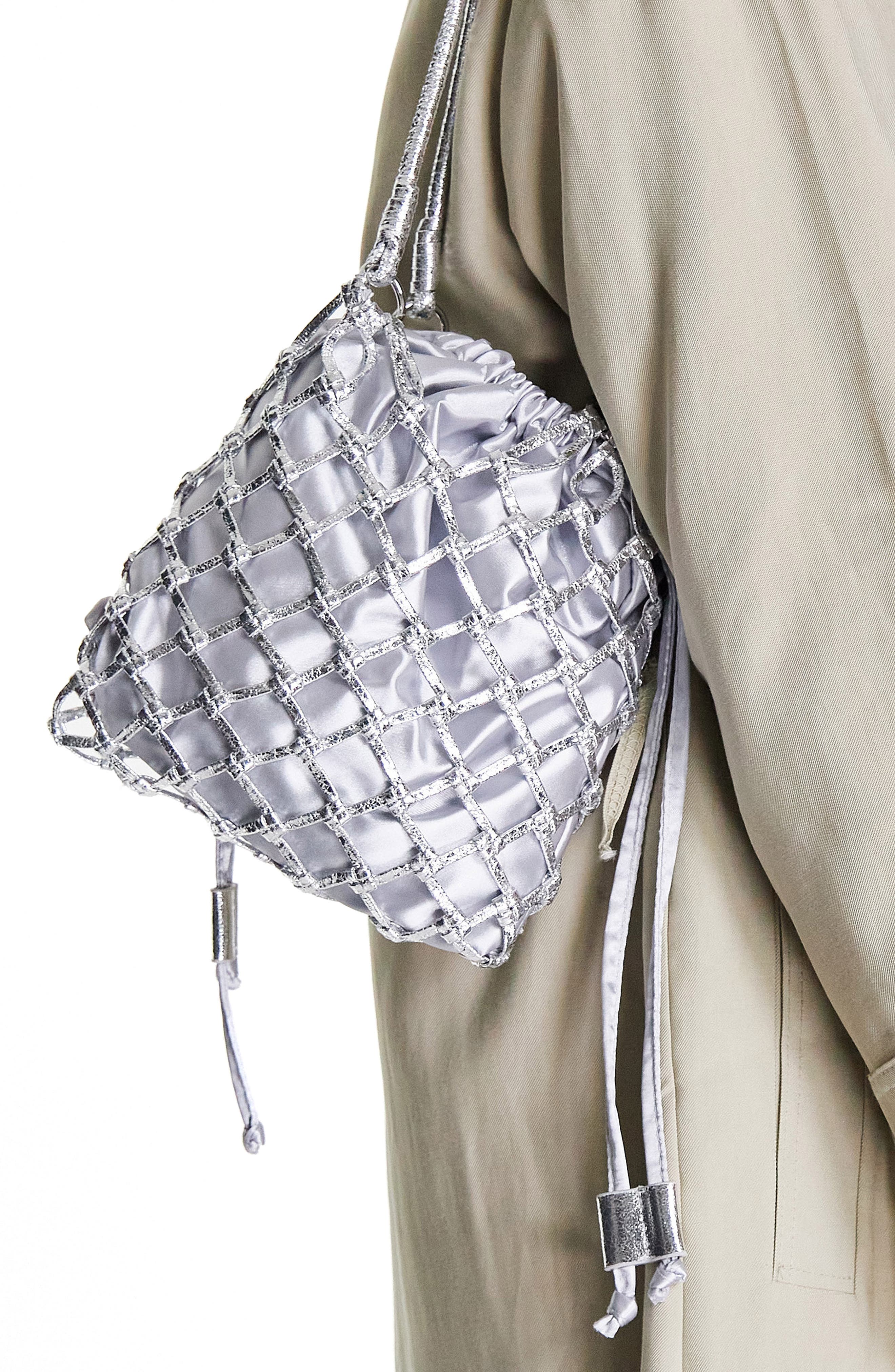 silver leather purse
