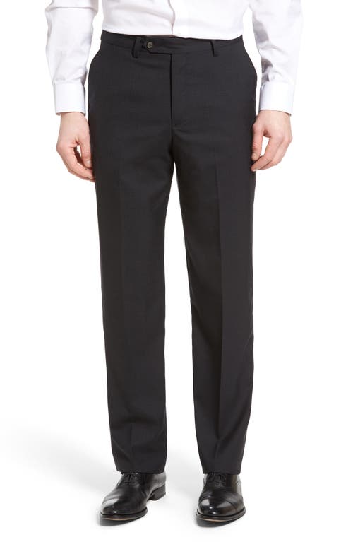 Berle Lightweight Plain Weave Flat Front Classic Fit Trousers Charcoal at Nordstrom, X Unhemmed