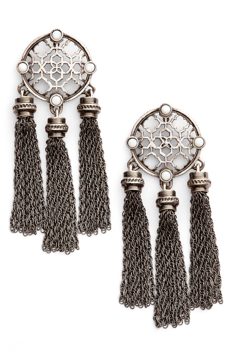 KENDRA SCOTT Adams Earrings, Main, color, ANTIQUE SILVER