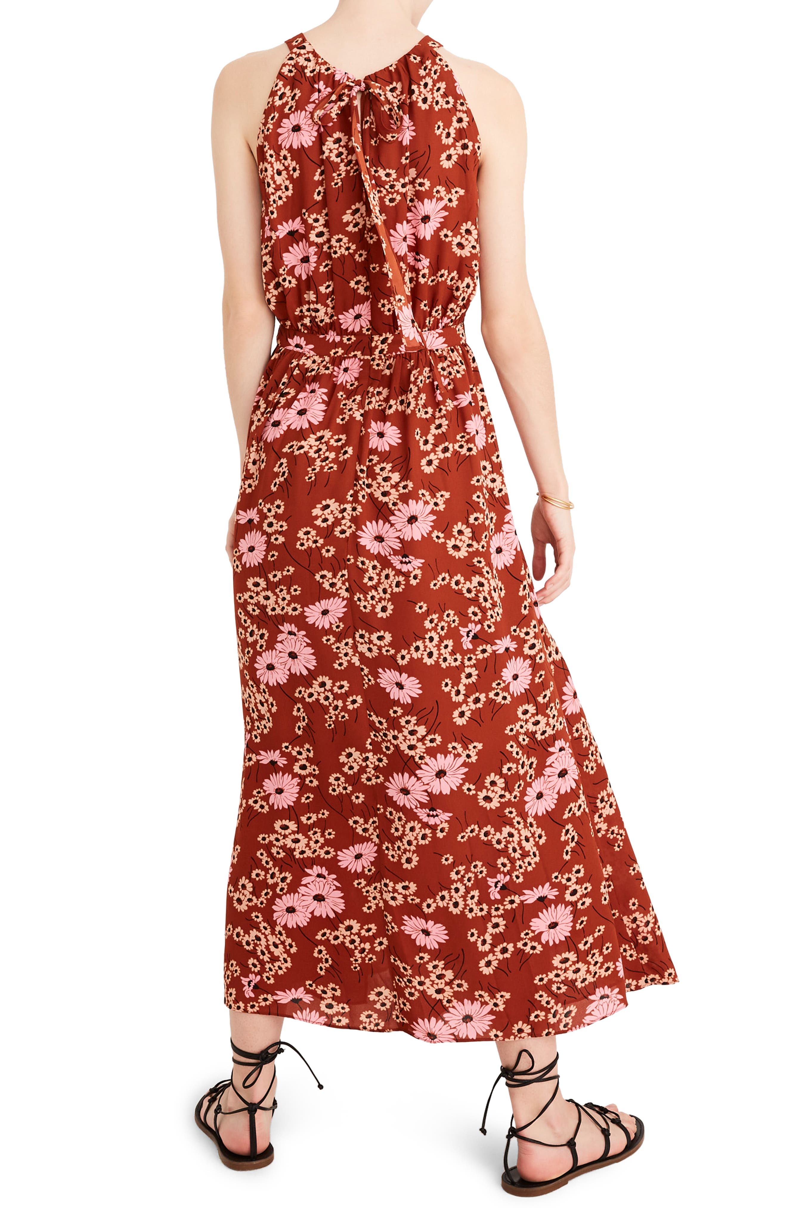 Madewell Hillside Daisies Halter Maxi Dress, Orange