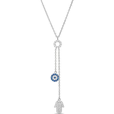 Lesa Michele Hamsa & Evil Eye Pendant Necklace