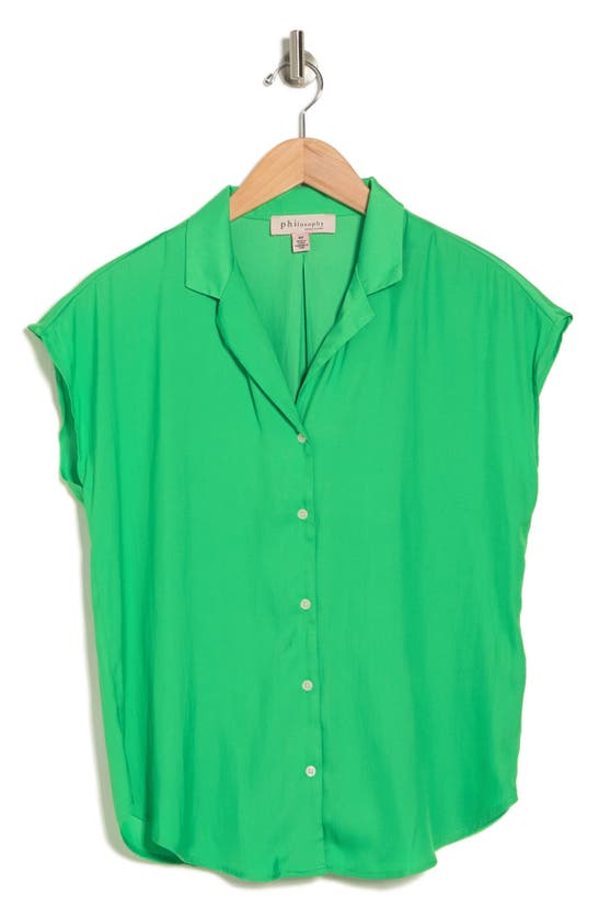 Shop Philosophy By Rpublic Clothing Cap Sleeve Camp Shirt In Island Green