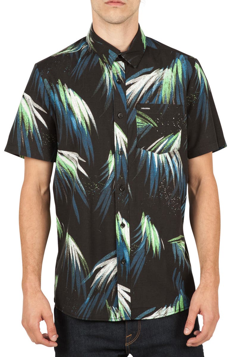 Volcom Maui Palm Cotton Blend Woven Shirt | Nordstrom