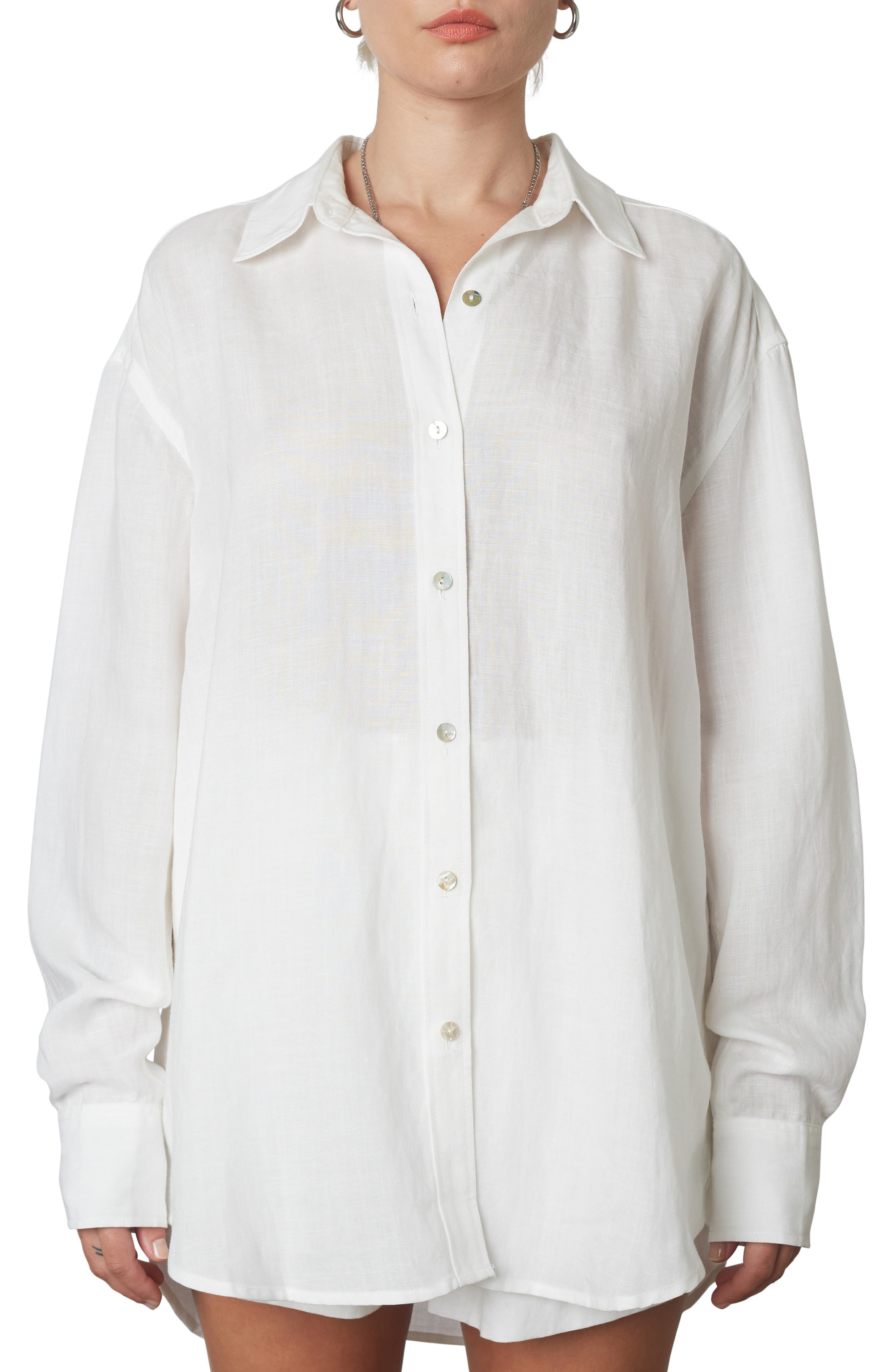 oversized linen button down