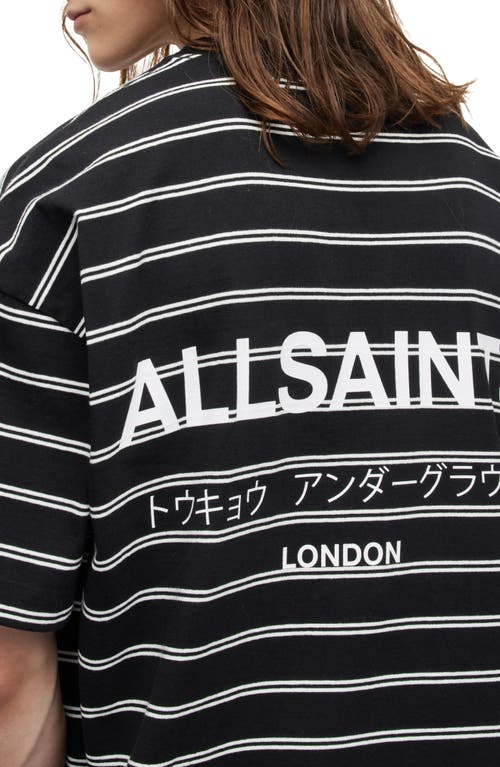 Shop Allsaints Underground Stripe Cotton Graphic T-shirt In Jet Black/chalk White