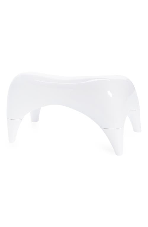 TUSHY Ottoman: Squatting Toilet Stool | 9  Tall  White/Bamboo