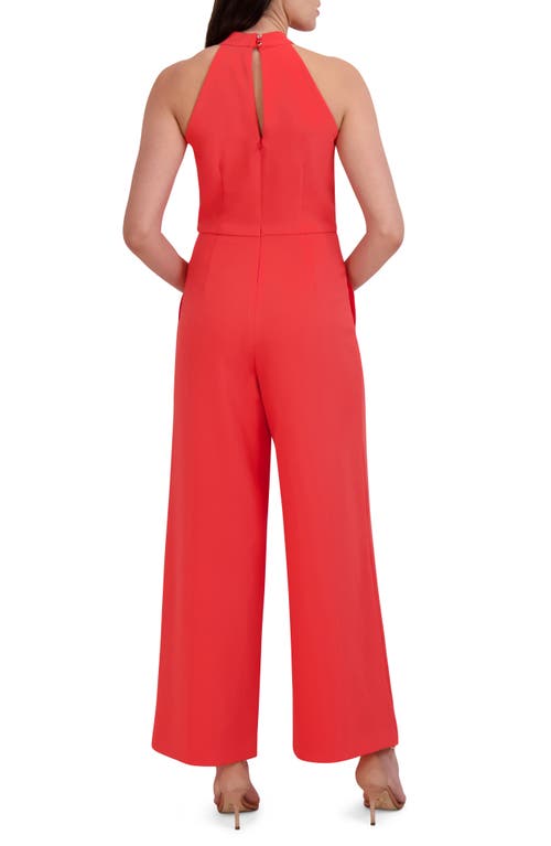 Shop Julia Jordan Halter Neck Wide Leg Jumpsuit In Coral Reef