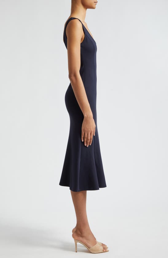Shop L Agence L'agence Bisous Flared Midi Dress In Midnight