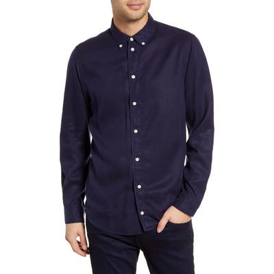 Wax London Bampton Slim Fit Tencel Lyocell Button-Down Shirt, Blue