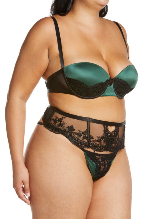 Shop Oh La La Cheri Paulette Underwire Bra & Panties Set In Dark Green/black