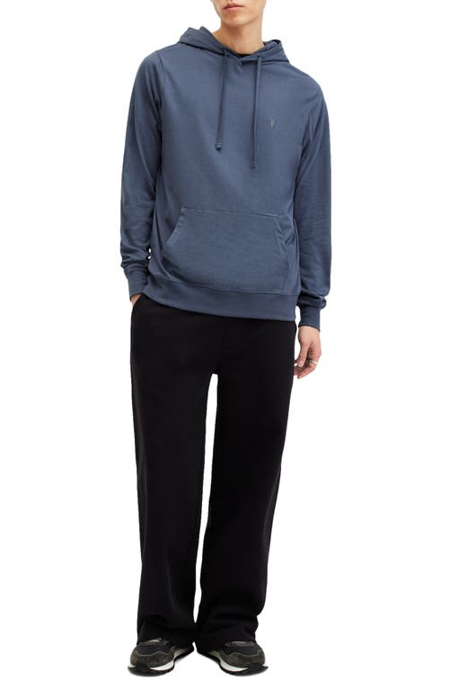 Shop Allsaints Brace Brushed Cotton Hoodie In Smith Blue