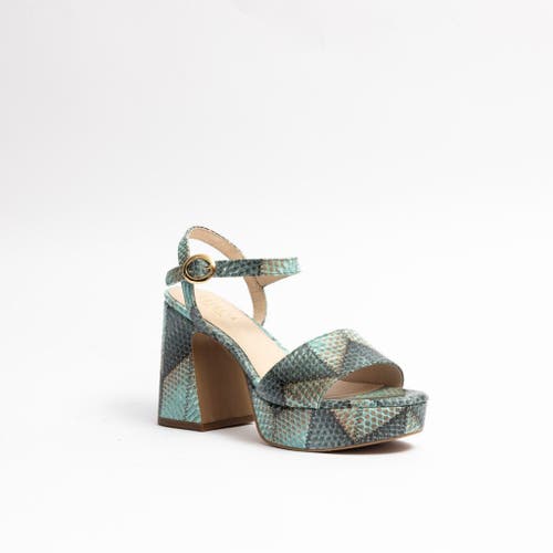 Shop Cecelia New York Bernice Snake Embossed Platform Sandal In Olive Snake