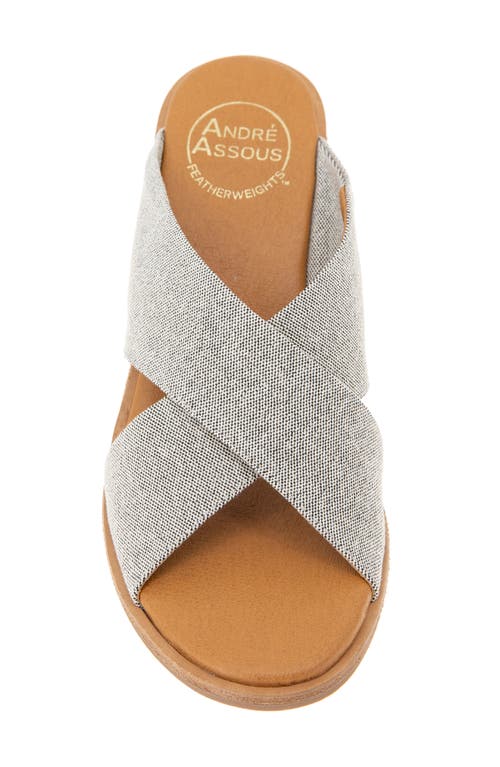 Shop Andre Assous André Assous Bryana Wedge Sandal In Black/beige Linen