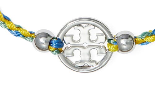 Shop Tory Burch Miller Slider Bracelet In Tory Gold/blue Multi