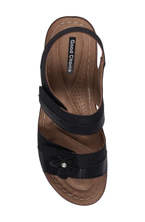 Good Choice New York Tulip Ankle Strap Platform Wedge Sandal In Black