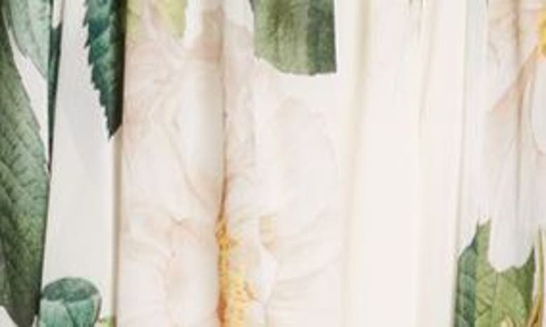 Shop Giambattista Valli Floral Draped One-shoulder Silk Gown In Ivory/ Green