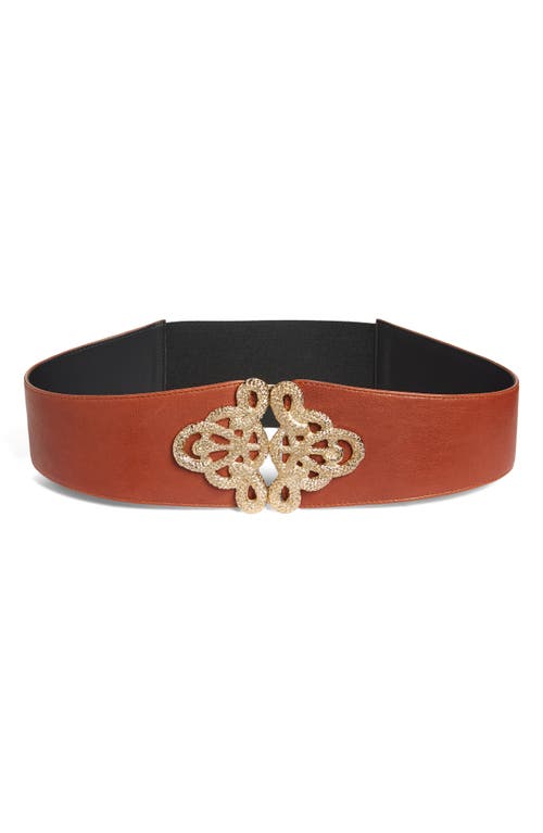 Shop Raina Christian Snake Leather Belt In Coganc/gold