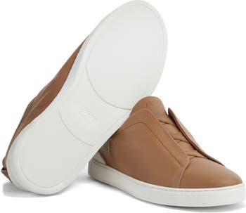 ZEGNA Men's Triple Stitch SECONDSKIN Leather Slip-On Sneakers