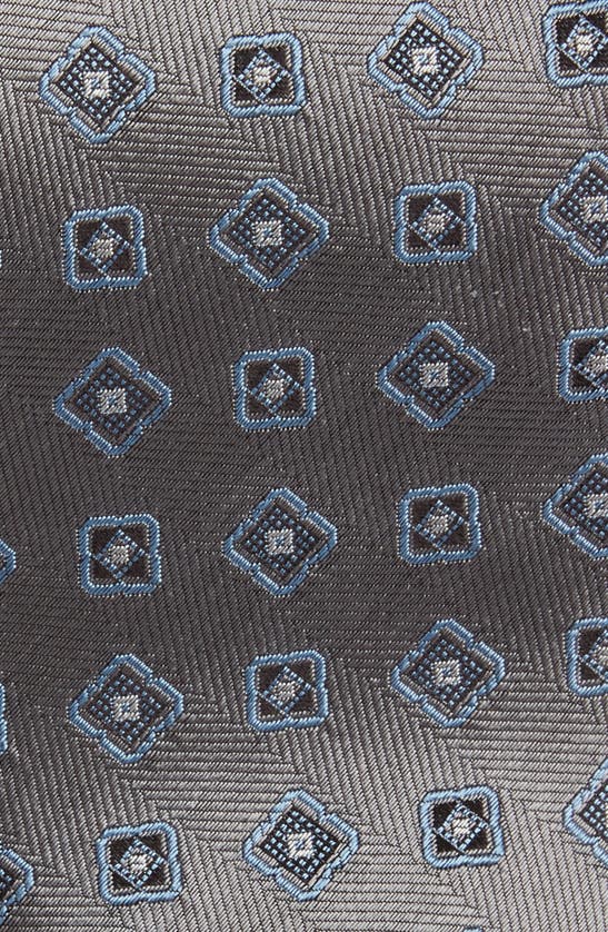 Shop David Donahue Geometric Medallion Silk Tie In Charcoal
