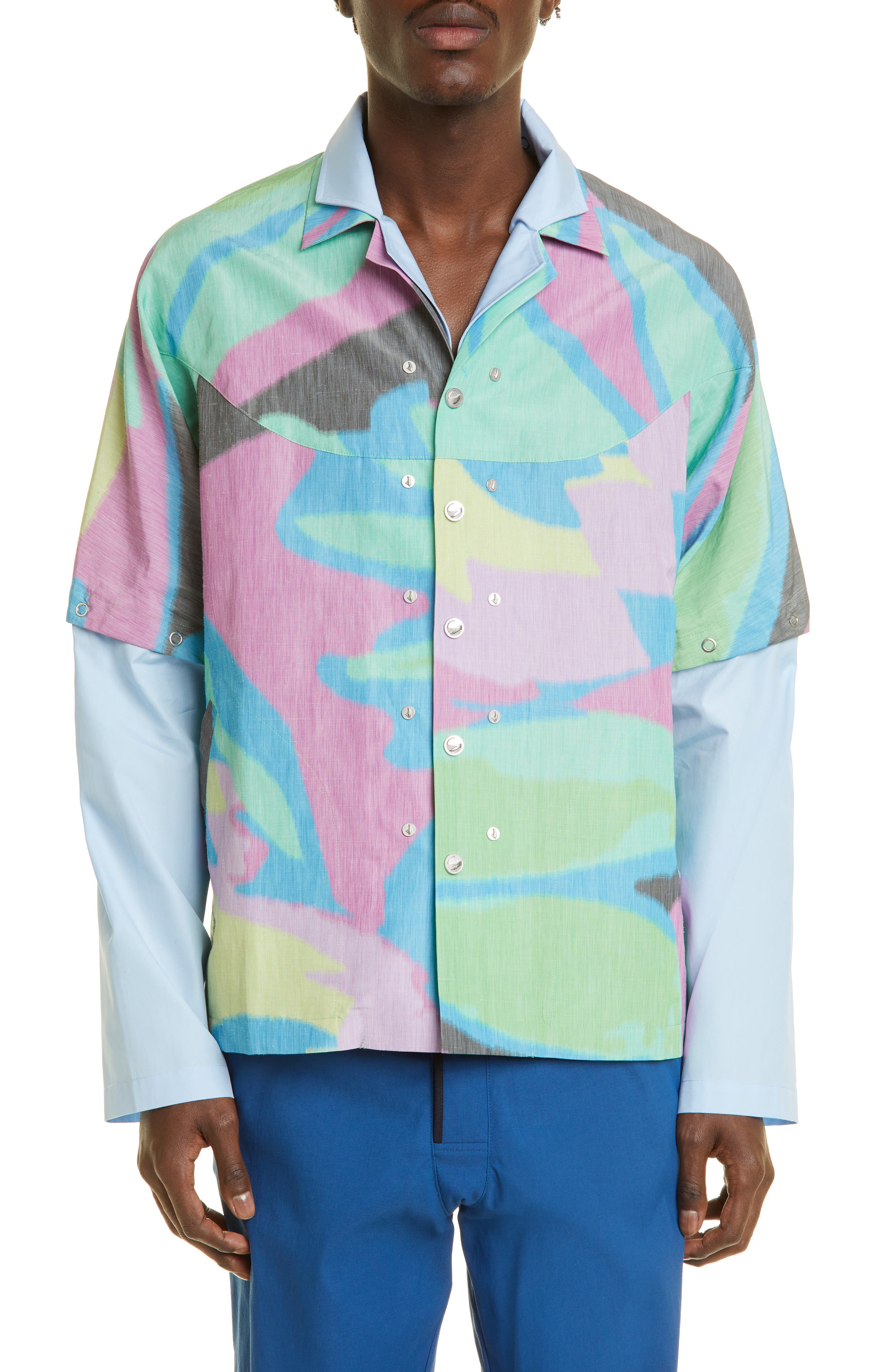 Men's Blue/Green Button Up Shirts 