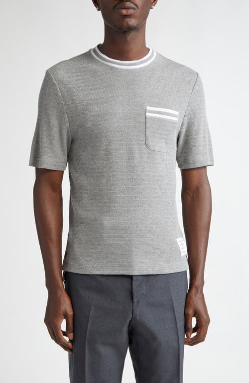 Shop Thom Browne Stripe Trim Cotton T-shirt In Light Grey