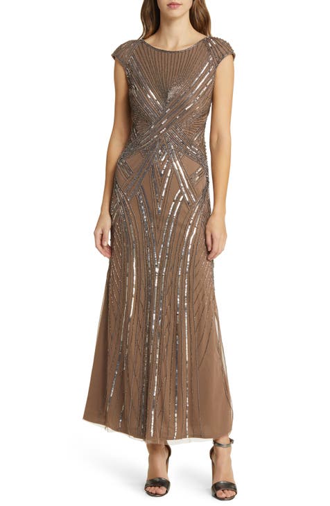 Embellished Cap Sleeve Gown