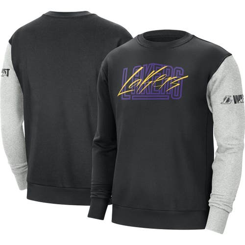 Men's Nike Black/Heather Gray Los Angeles Lakers Courtside Versus Force & Flight Pullover Sweatshirt