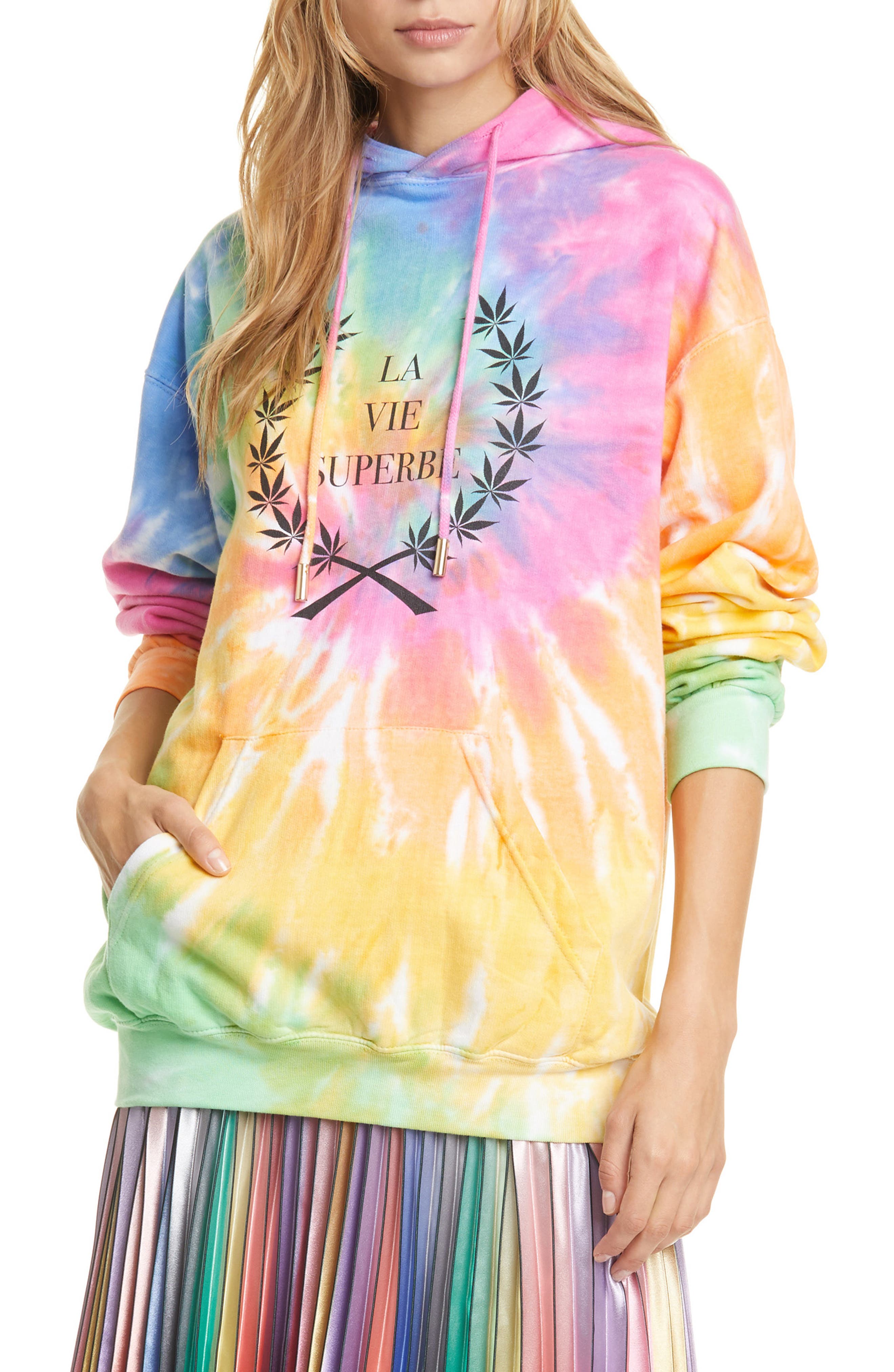 La Vie Superbe Logo Graphic Tie Dye Cotton Hoodie Nordstrom